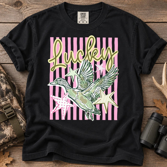 Lucky Mallard Stripe T-Shirt in Black