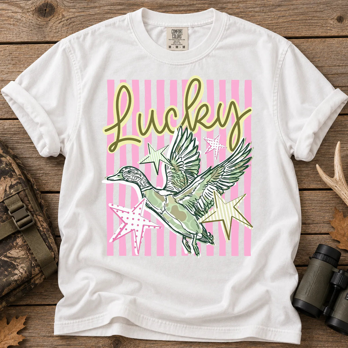 Lucky Mallard Stripe T-Shirt in White