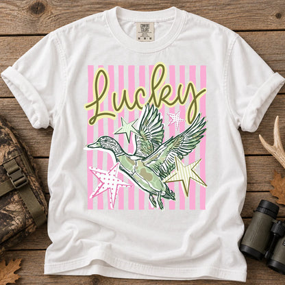 Lucky Mallard Stripe T-Shirt in White