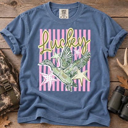Lucky Mallard Stripe T-Shirt in Blue Jean
