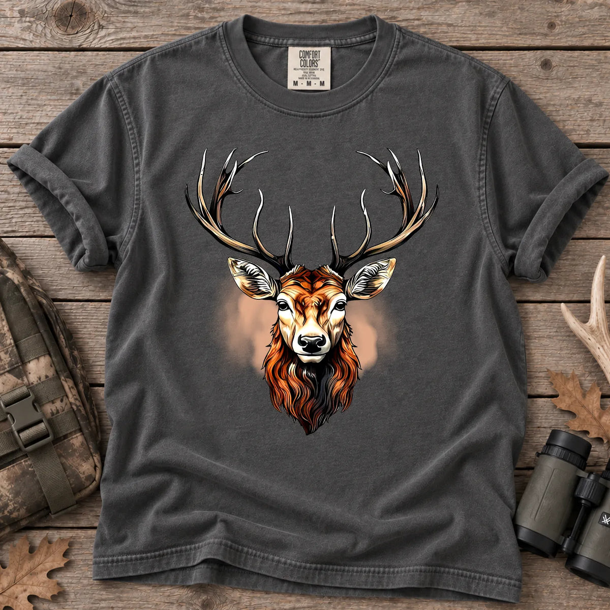 Majestic Buck Portrait T-Shirt in Pepper