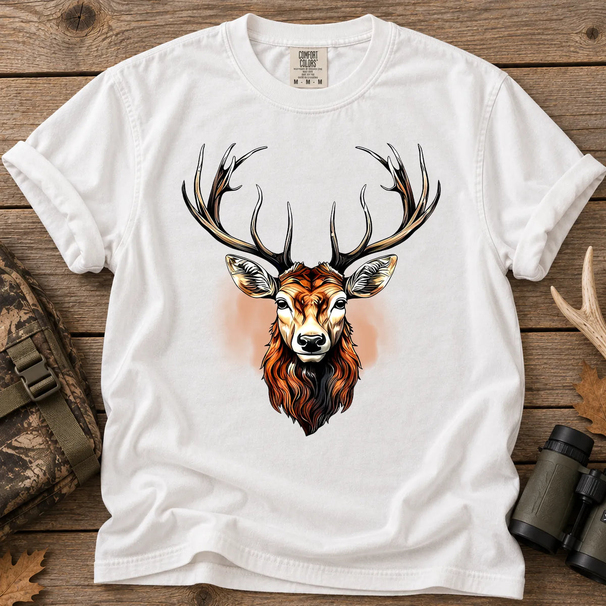 Majestic Buck Portrait T-Shirt in White