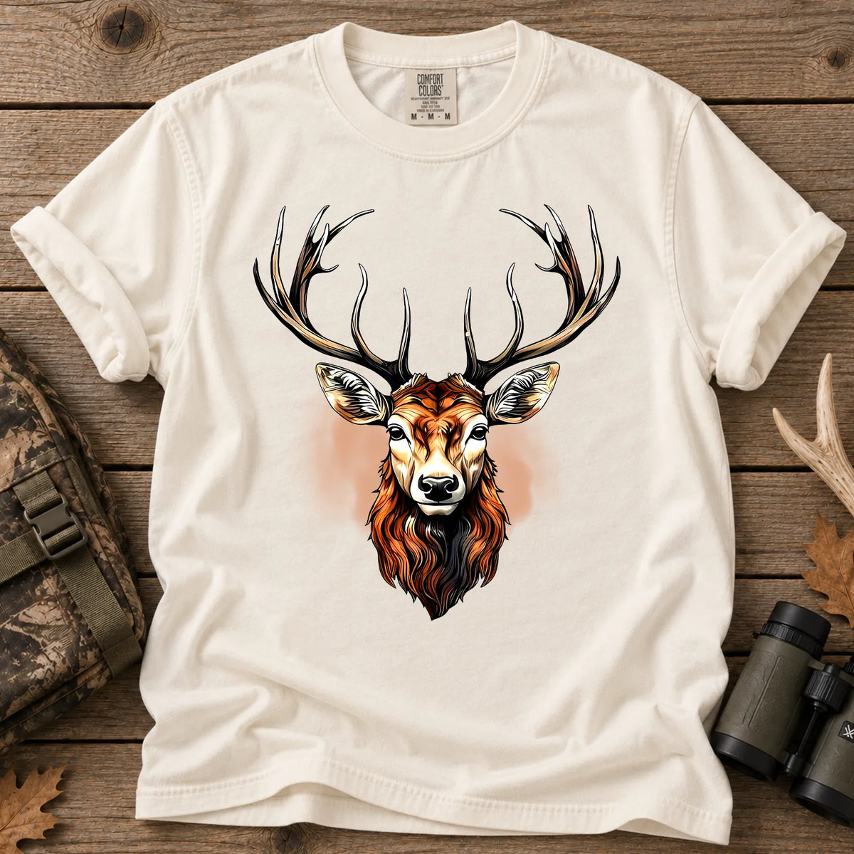 Majestic Buck Portrait T-Shirt in Ivory