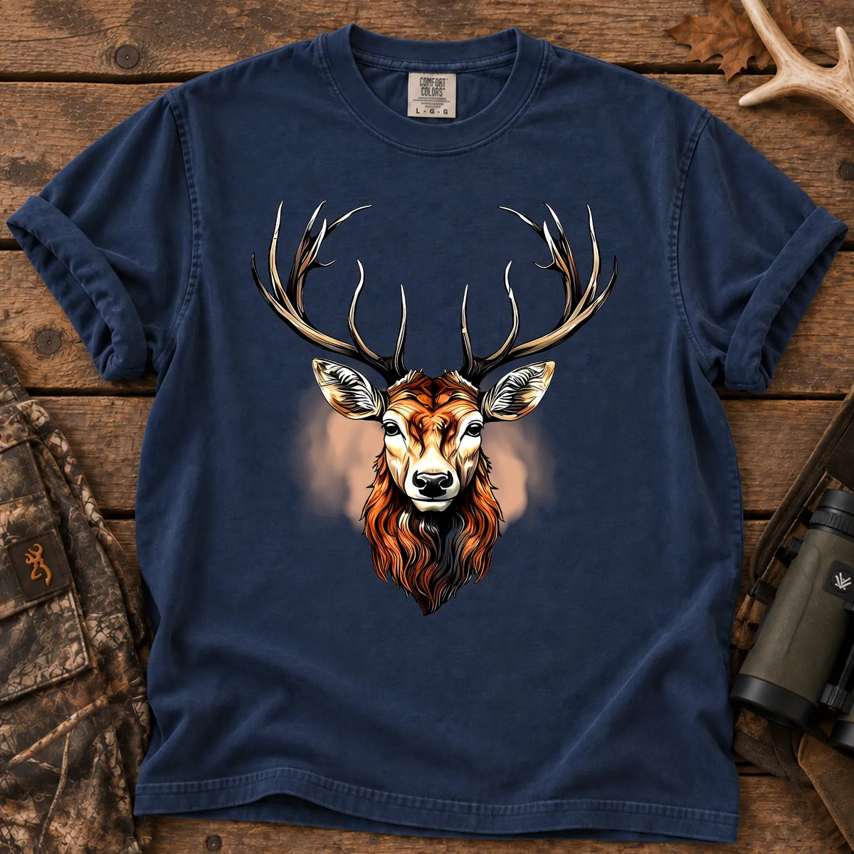 Majestic Buck Portrait T-Shirt in True Navy