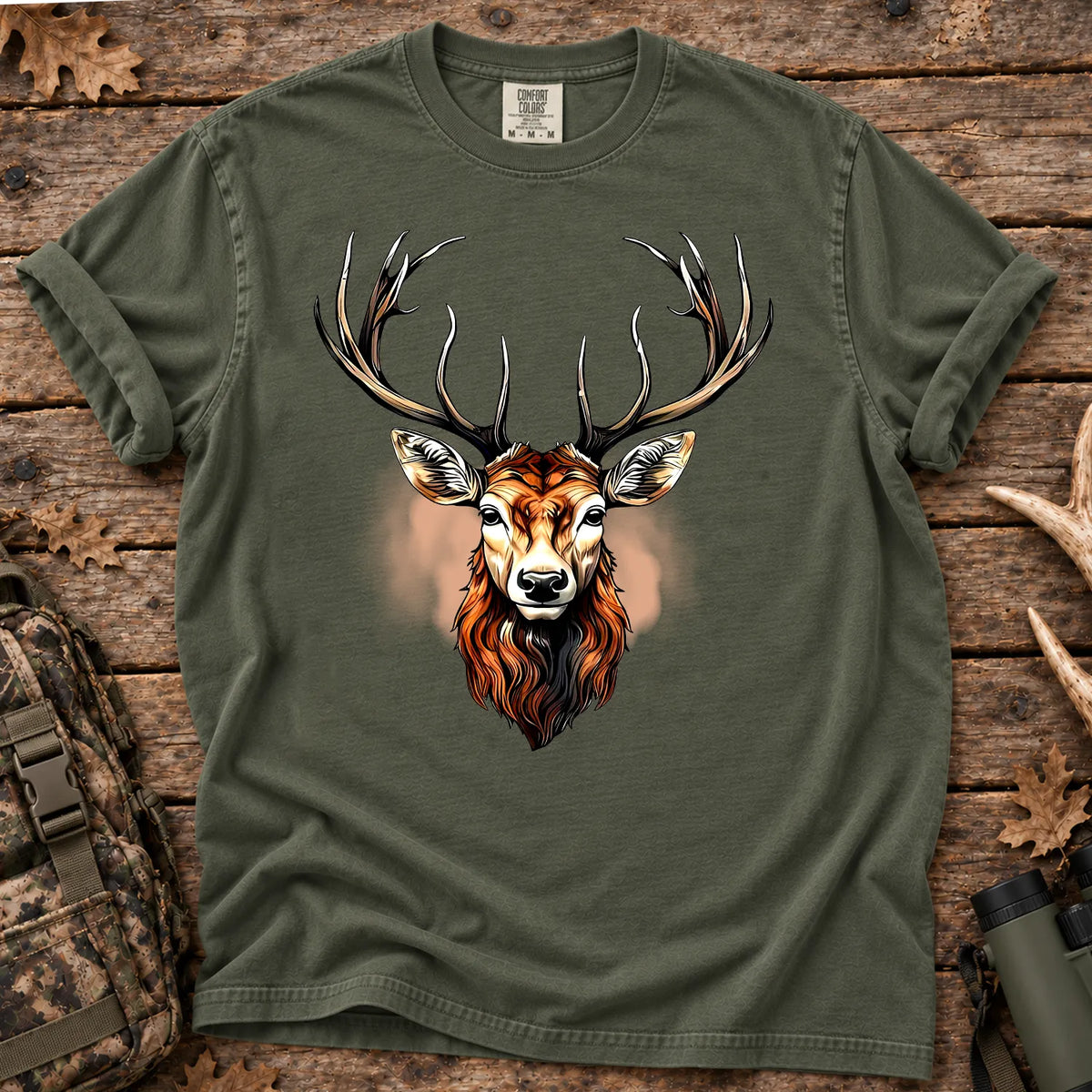 Majestic Buck Portrait T-Shirt in Moss