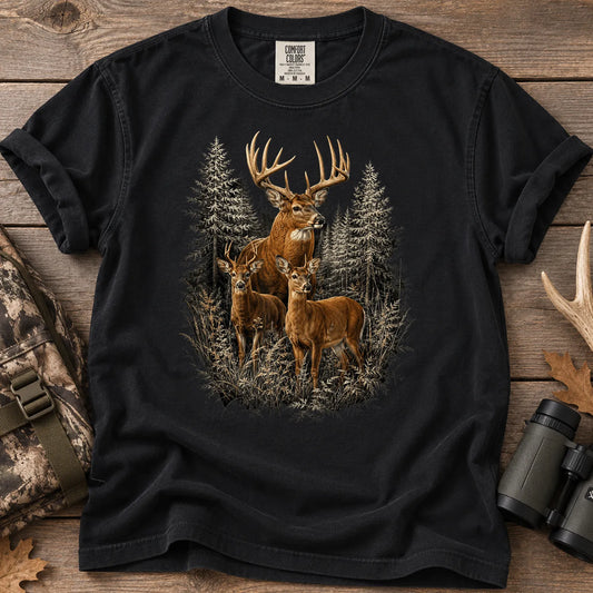 Majestic Whitetail Deer T-Shirt in Black