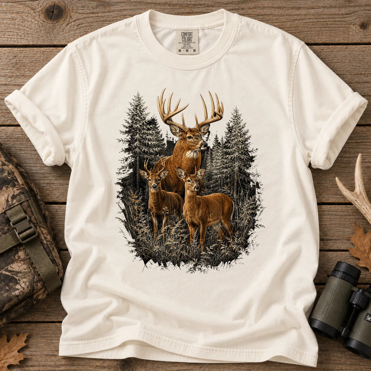 Majestic Whitetail Deer T-Shirt in Ivory