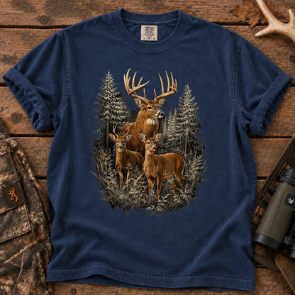 Majestic Whitetail Deer T-Shirt in True Navy