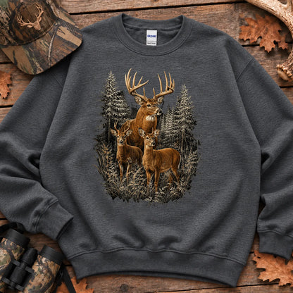 Majestic Whitetail Forest Sweatshirt in Dark Heather