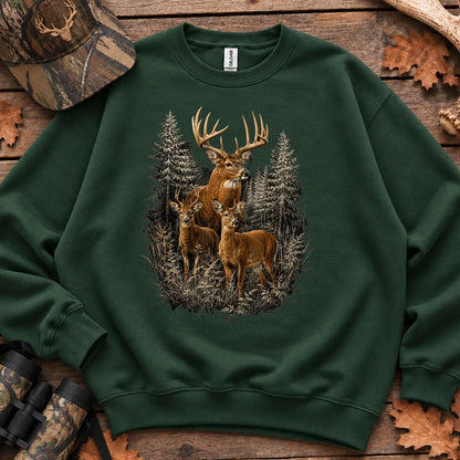 Majestic Whitetail Forest Sweatshirt in Forest Green