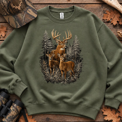 Majestic Whitetail Forest Sweatshirt in Military Green