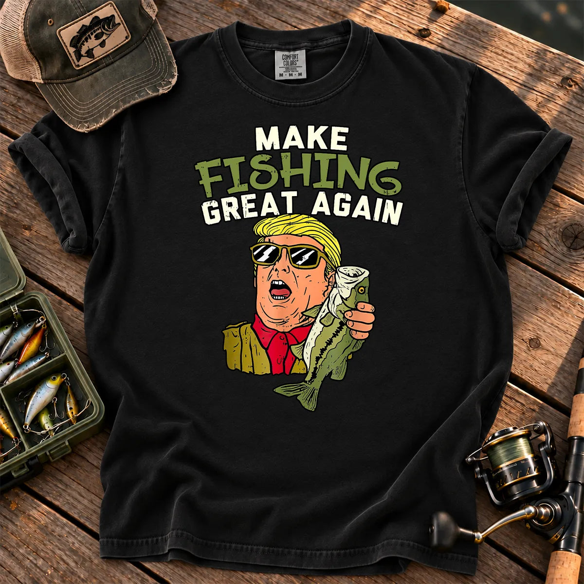 Make Fishing Great Again Bass T-Shirt in Black