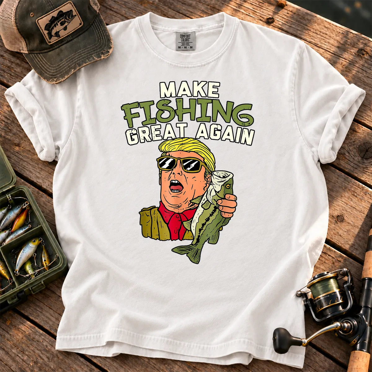 Make Fishing Great Again Bass T-Shirt in White