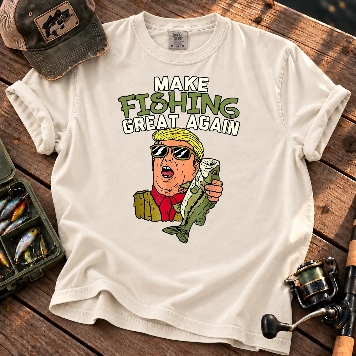 Make Fishing Great Again Bass T-Shirt in Ivory