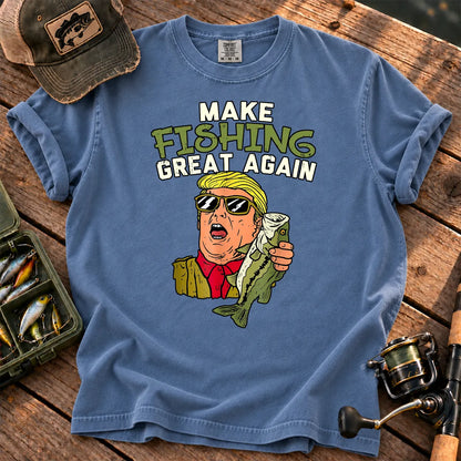 Make Fishing Great Again Bass T-Shirt in Blue Jean