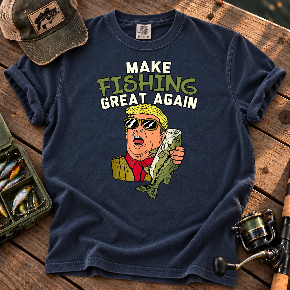 Make Fishing Great Again Bass T-Shirt in True Navy