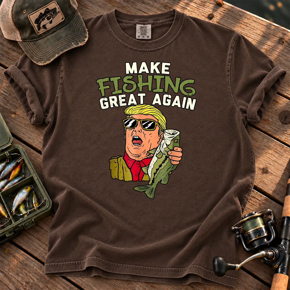 Make Fishing Great Again Bass T-Shirt in Espresso