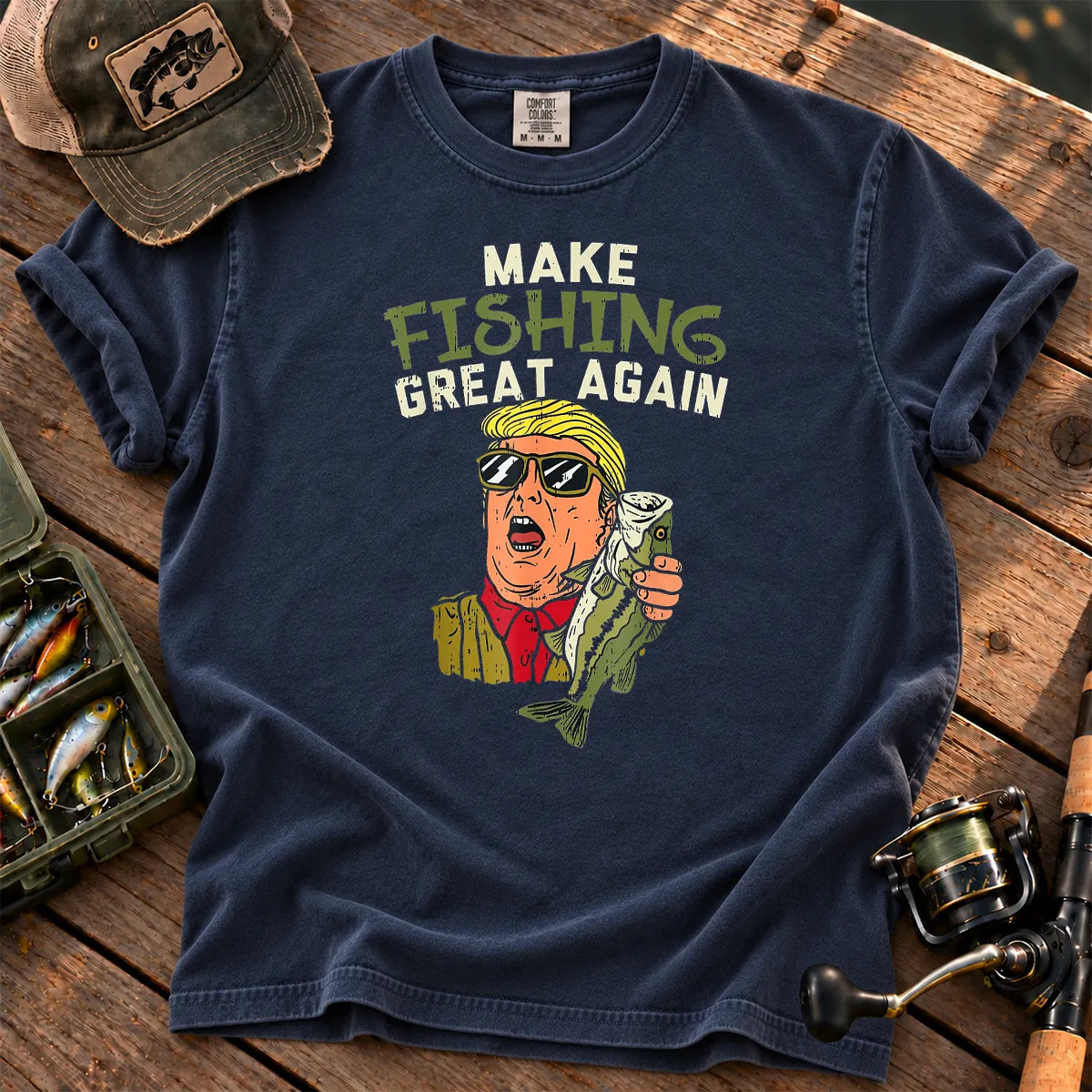 Make Fishing Great Again T-Shirt in True Navy