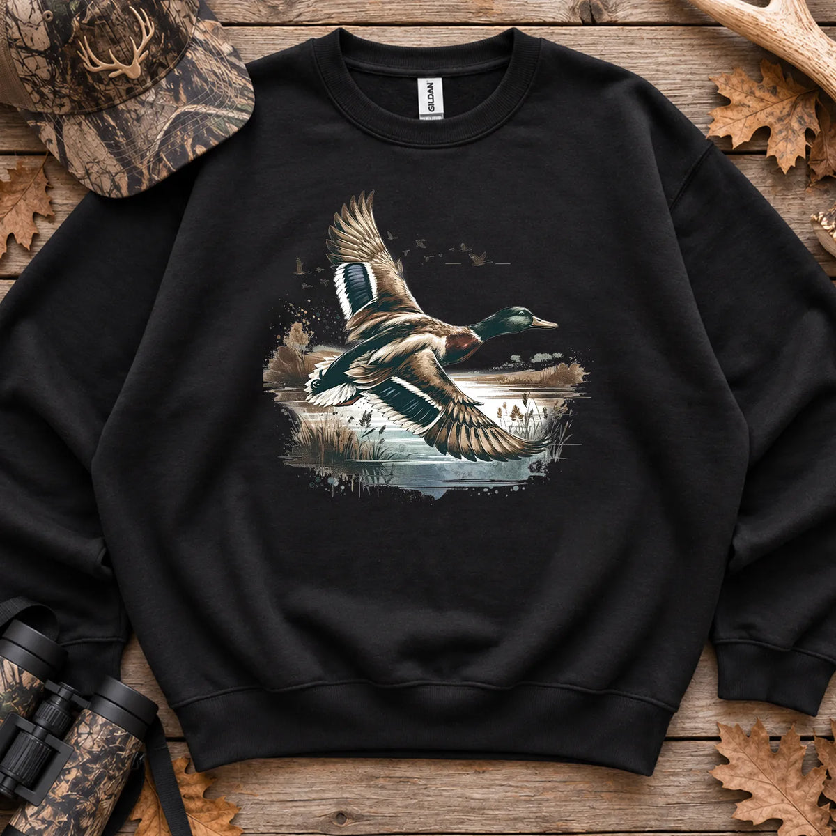 Mallard Duck Landscape Sweatshirt in Black