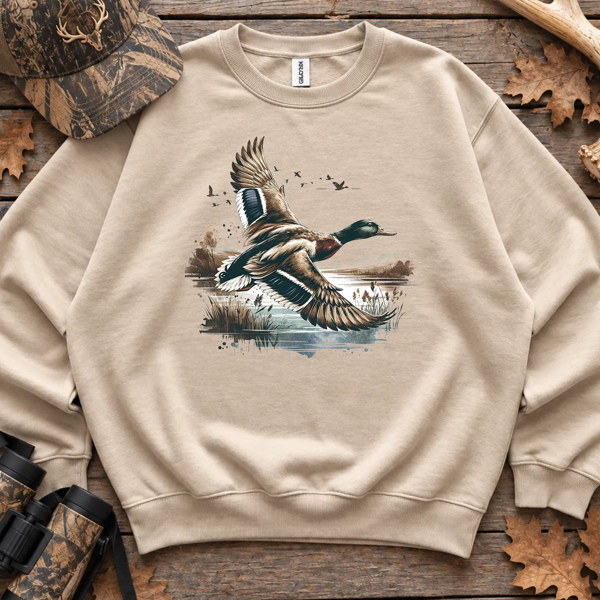 Mallard Duck Landscape Sweatshirt in Sand