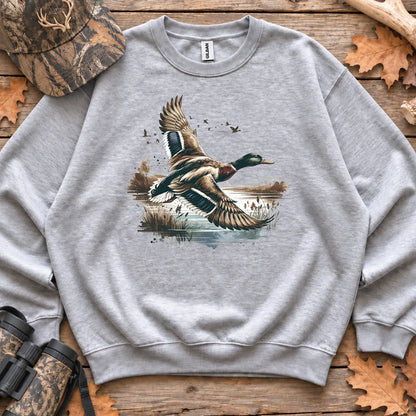 Mallard Duck Landscape Sweatshirt in Sport Grey
