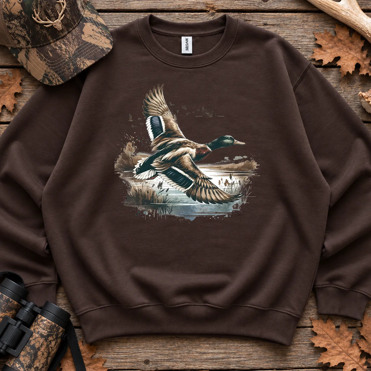 Mallard Duck Landscape Sweatshirt in Dark Chocolate