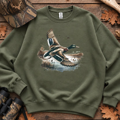 Mallard Duck Landscape Sweatshirt in Military Green
