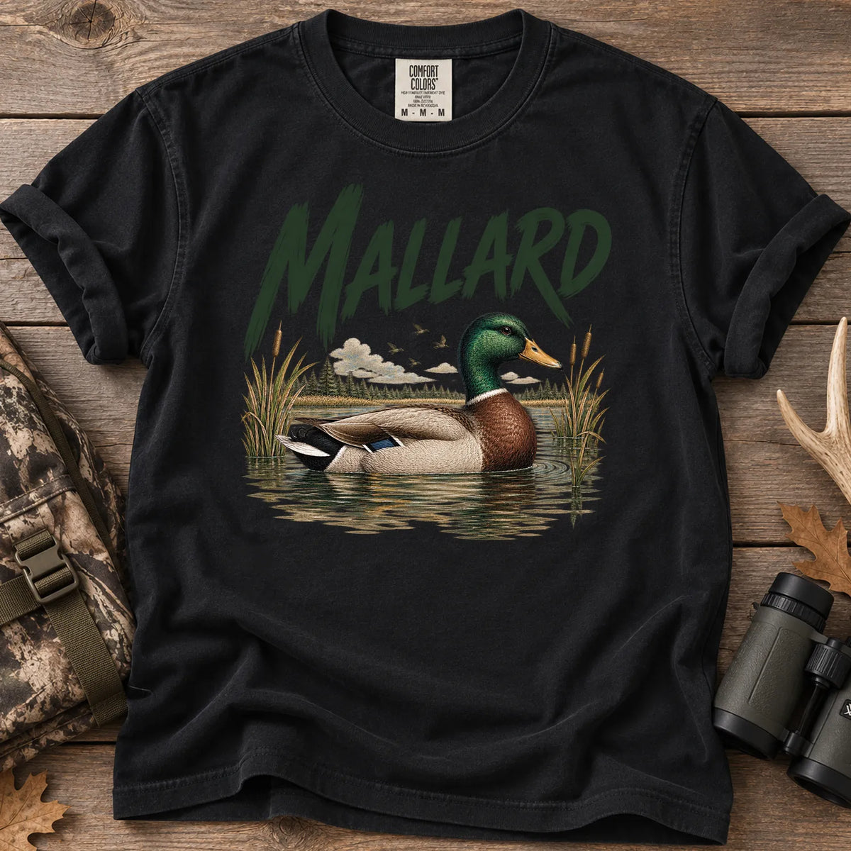 Mallard Duck Pond T-Shirt in Black