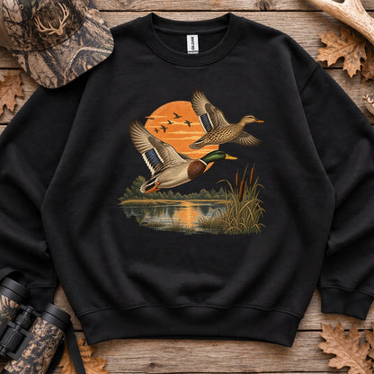 Mallard Duck Sunset Sweatshirt in Black