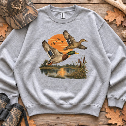 Mallard Duck Sunset Sweatshirt in Sport Grey
