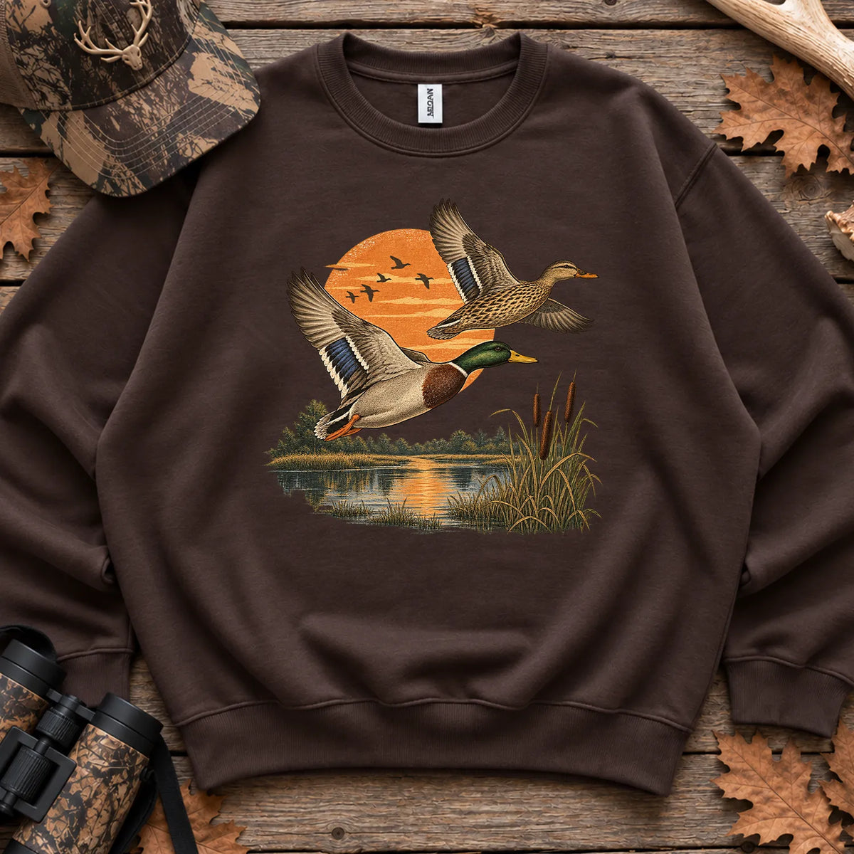 Mallard Duck Sunset Sweatshirt in Dark Chocolate