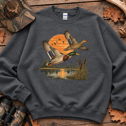 Mallard Duck Sunset Sweatshirt in Dark Heather