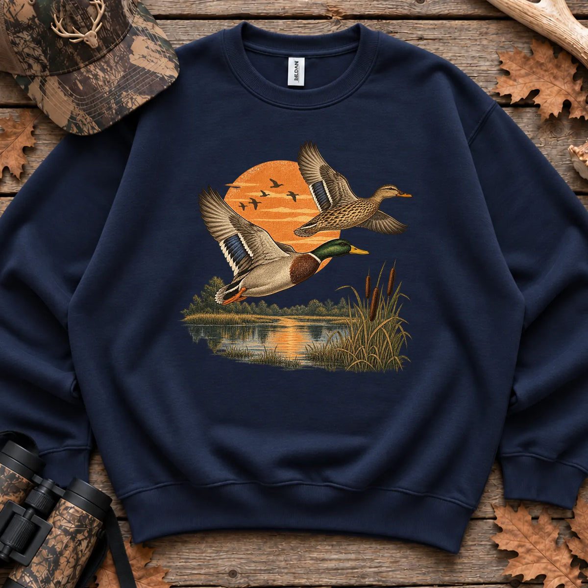 Mallard Duck Sunset Sweatshirt in Navy