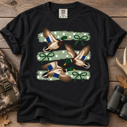 Mallard Ducks and Bows T-Shirt in Black