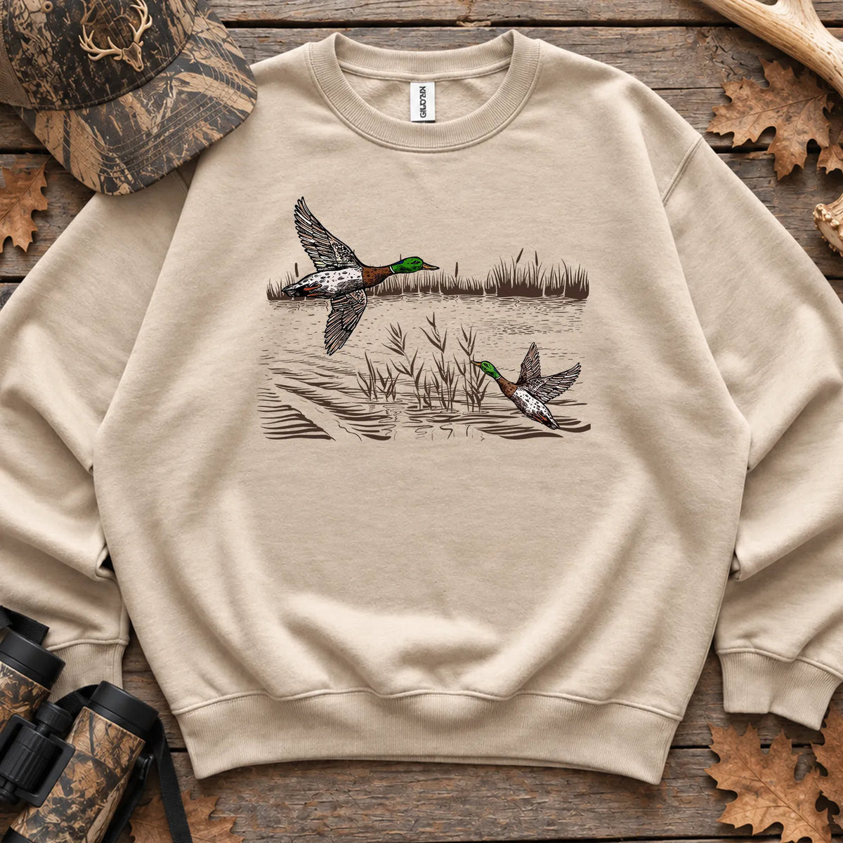 Mallard Ducks Fall Marsh Sweatshirt in Sand