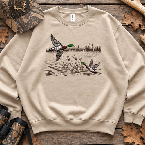 Mallard Ducks Fall Marsh Sweatshirt in Sand