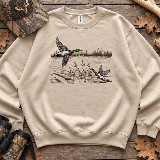 Mallard Ducks Fall Marsh Sweatshirt in Sand