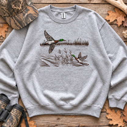 Mallard Ducks Fall Marsh Sweatshirt in Sport Grey