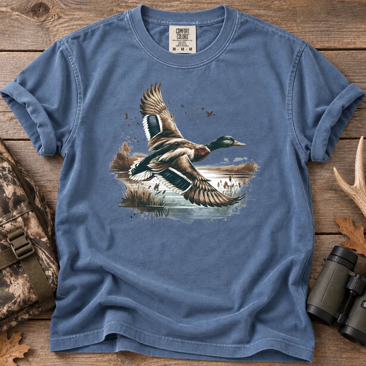 Mallard Ducks Marsh T-Shirt in Blue Jean