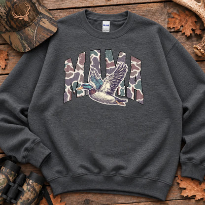Mallard Hunting Mama Graphic Sweatshirt in Dark Heather