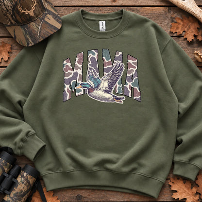 Mallard Hunting Mama Graphic Sweatshirt in Military Green
