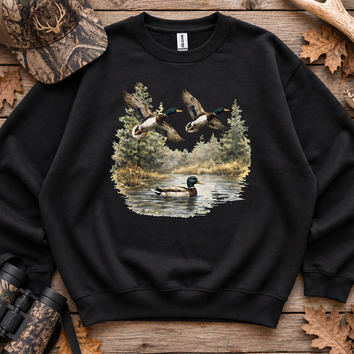 Mallard Nature Pond Sweatshirt in Black