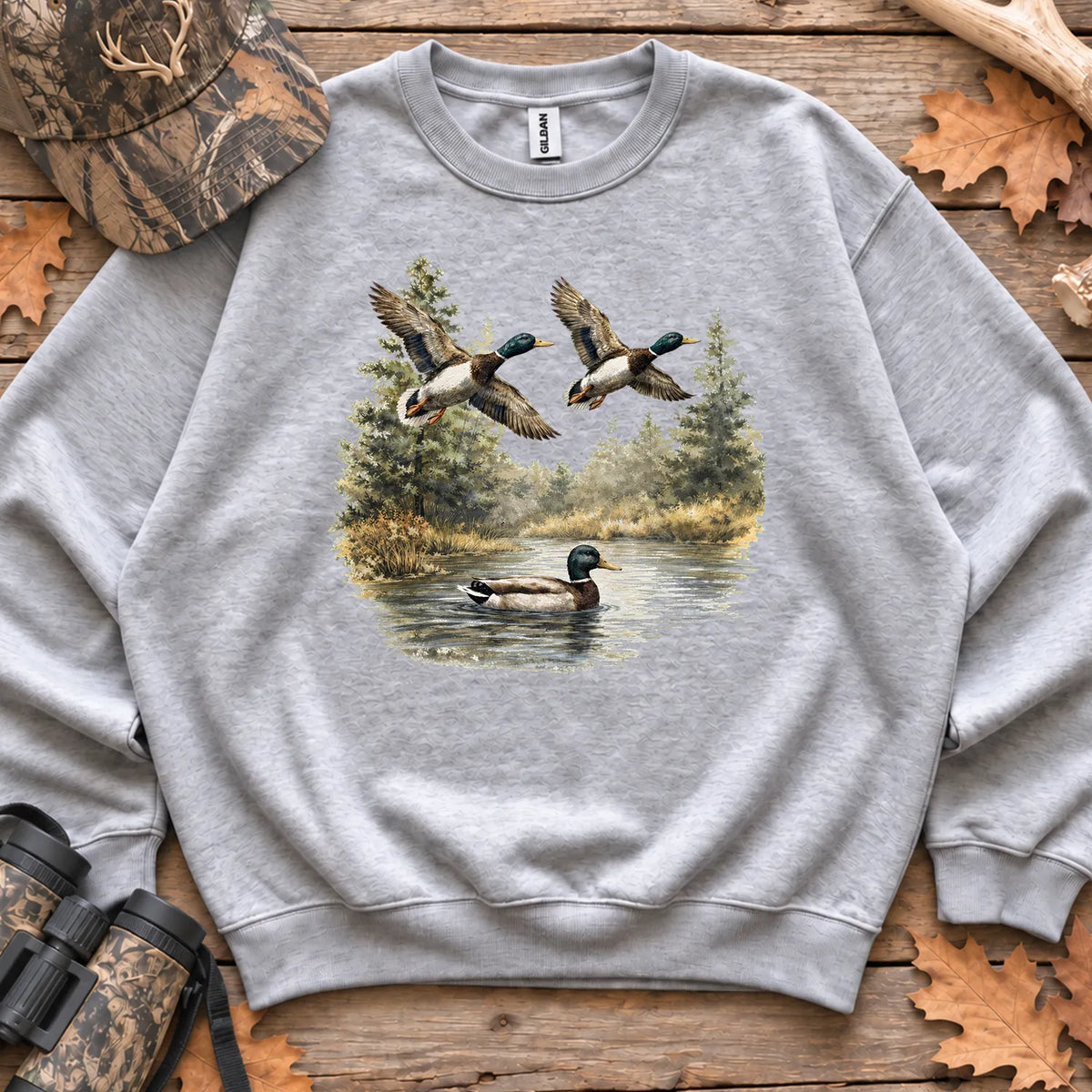 Mallard Nature Pond Sweatshirt in Sport Grey