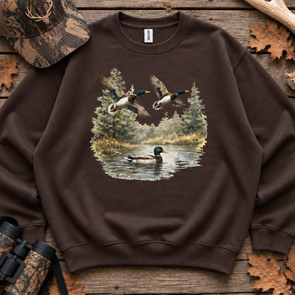 Mallard Nature Pond Sweatshirt in Dark Chocolate