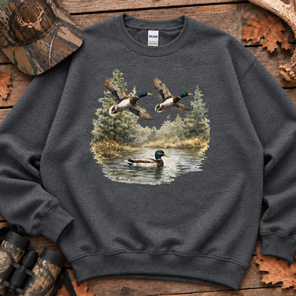 Mallard Nature Pond Sweatshirt in Dark Heather