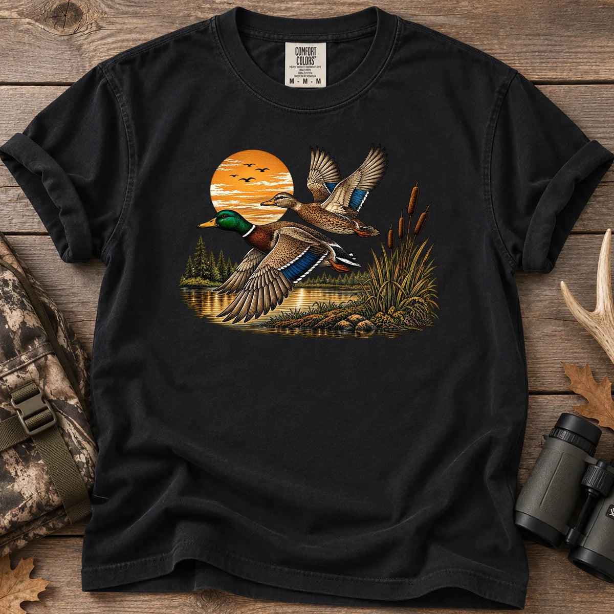 Mallard Sunset Flight T-Shirt in Black