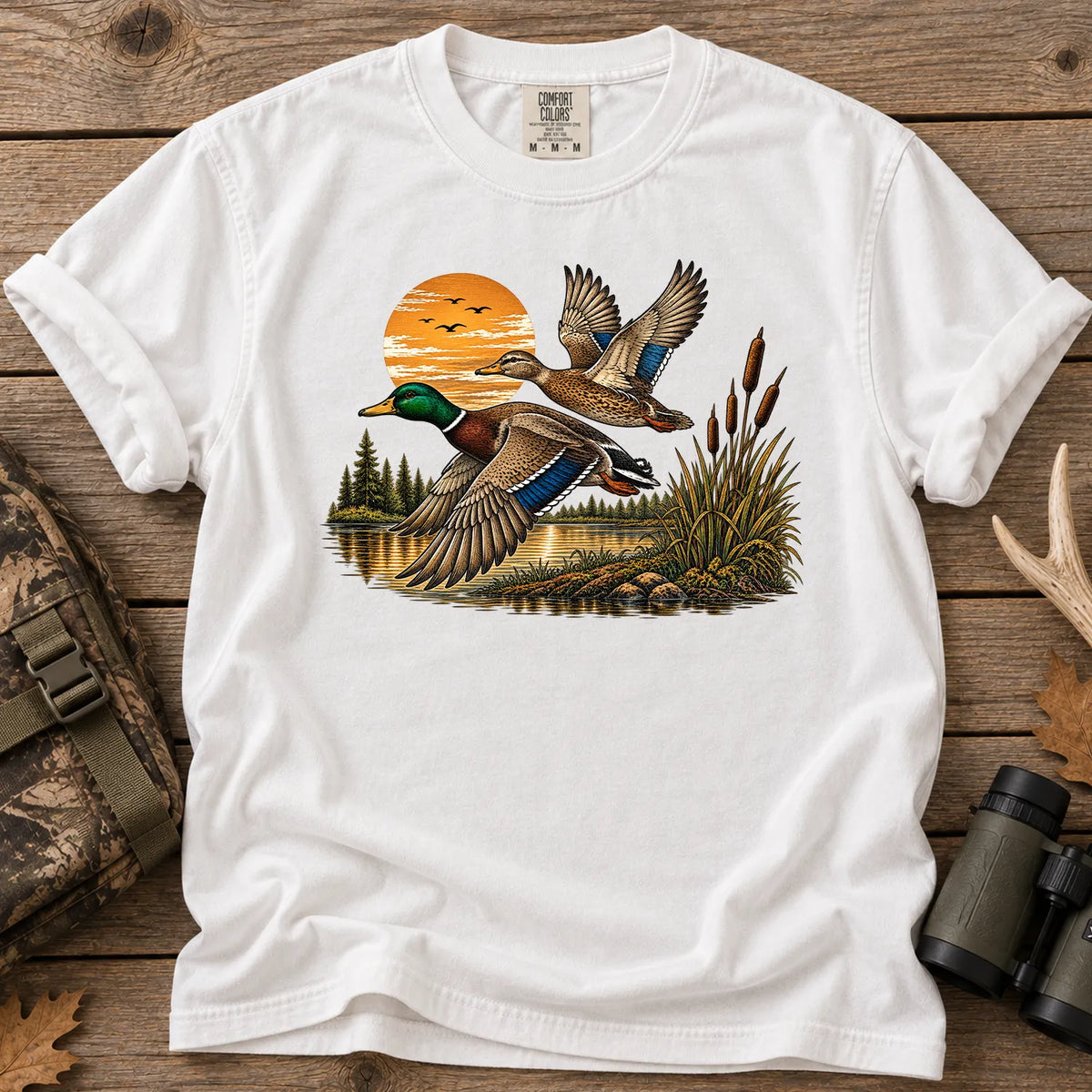 Mallard Sunset Flight T-Shirt in White