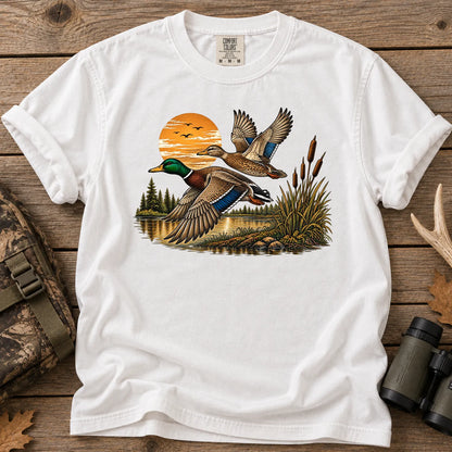 Mallard Sunset Flight T-Shirt in White