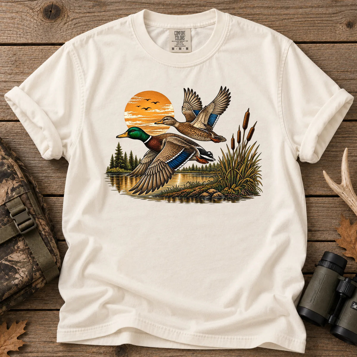 Mallard Sunset Flight T-Shirt in Ivory
