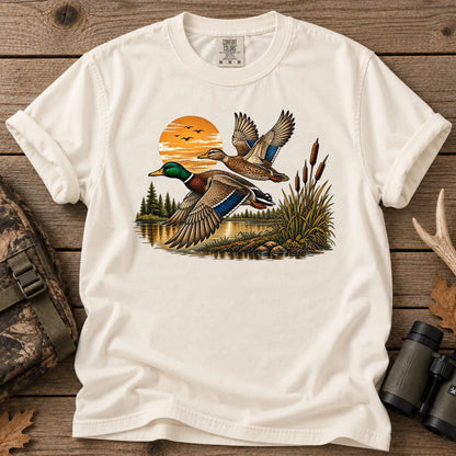 Mallard Sunset Flight T-Shirt in Ivory